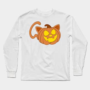 Halloween Pumpkin Cat Version 2 Long Sleeve T-Shirt